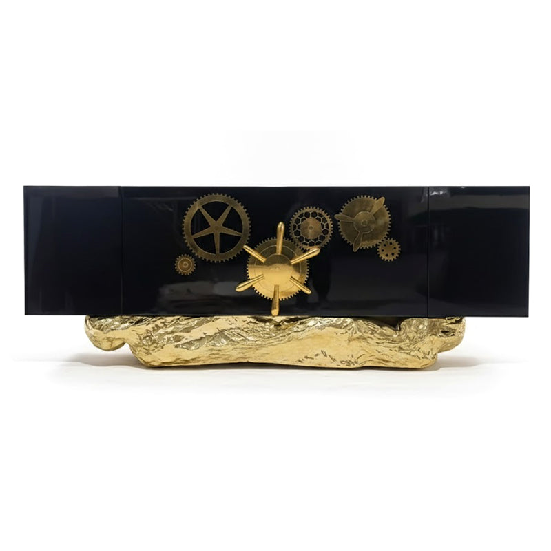 Designer Artistic Solid Wood Brass Decorative Entryway Cabinet