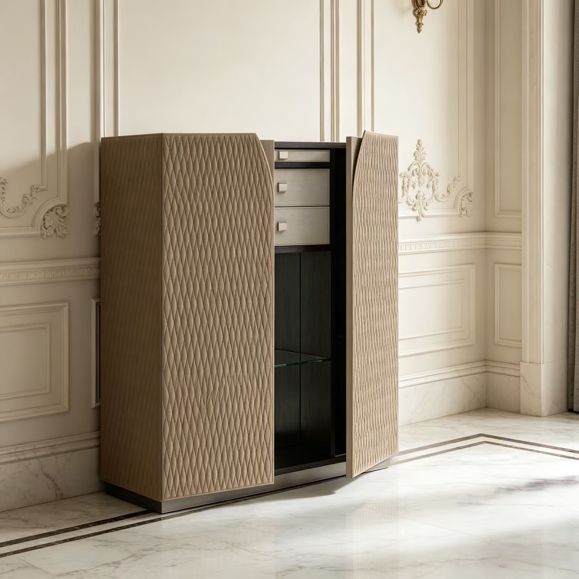 Caiias Mobili Luxurious Villa Living Room Artistic Solid Wood Sideboard