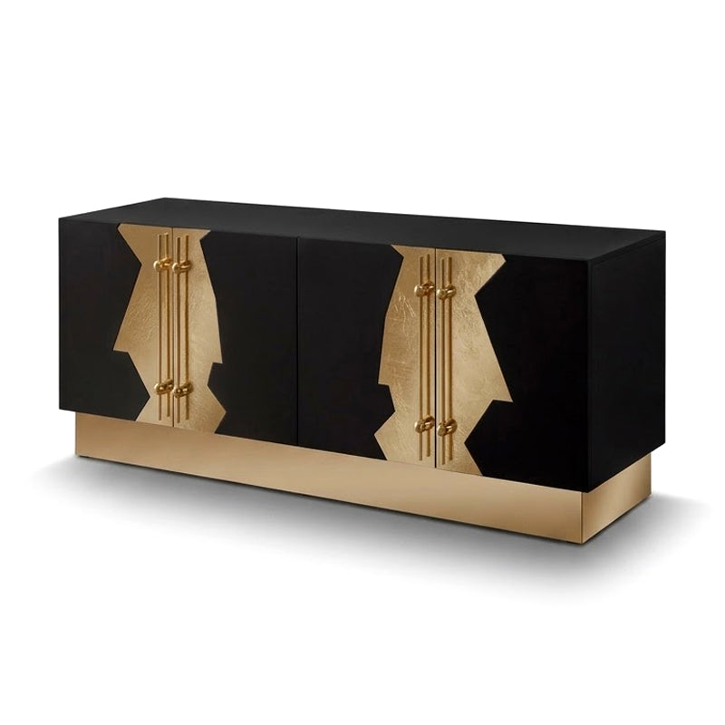 Callista Artistic Minimalist Solid Wood High-End Metal Sideboard