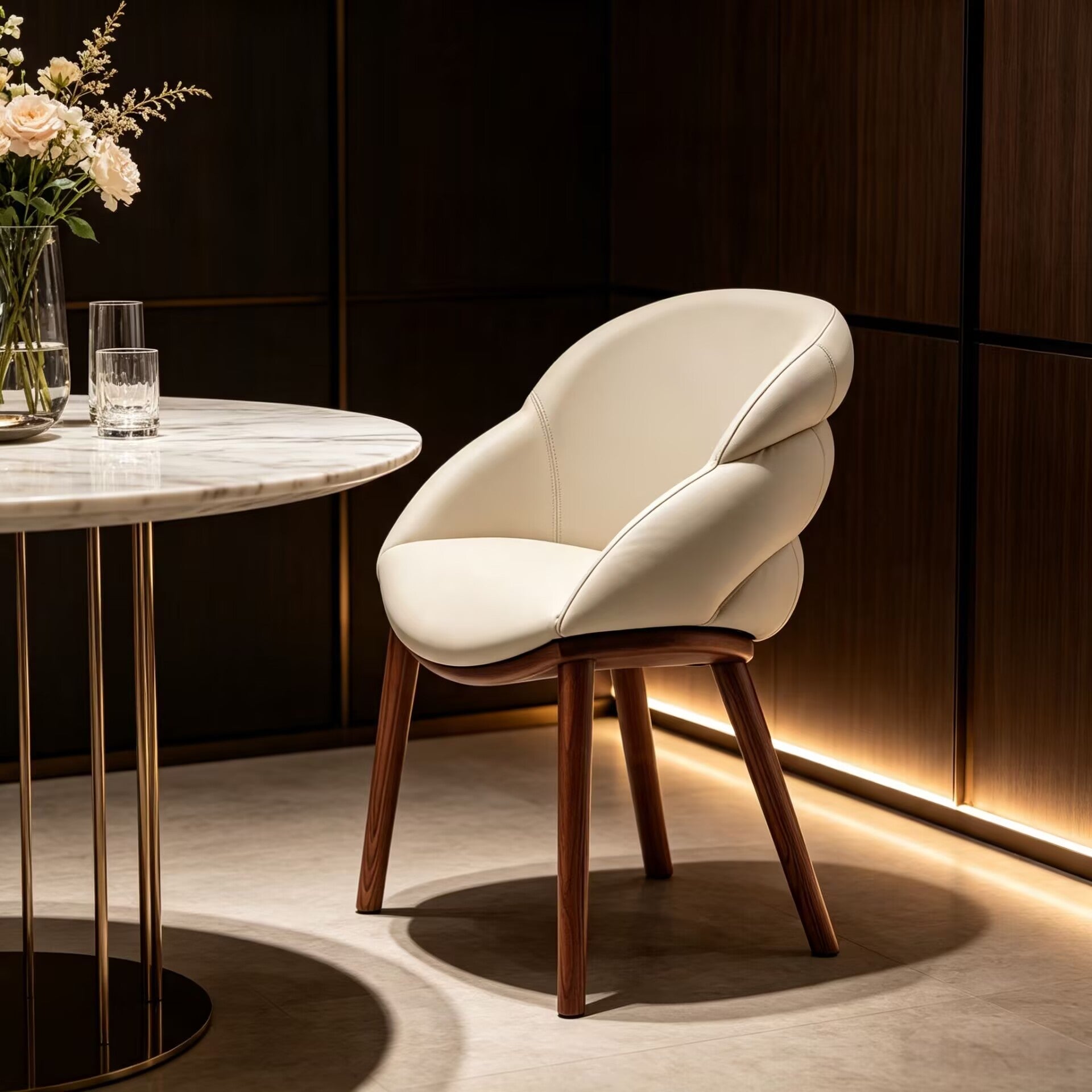 Camilla Designer Minimalist Solid Wood Artistic Fabric Dining Chair