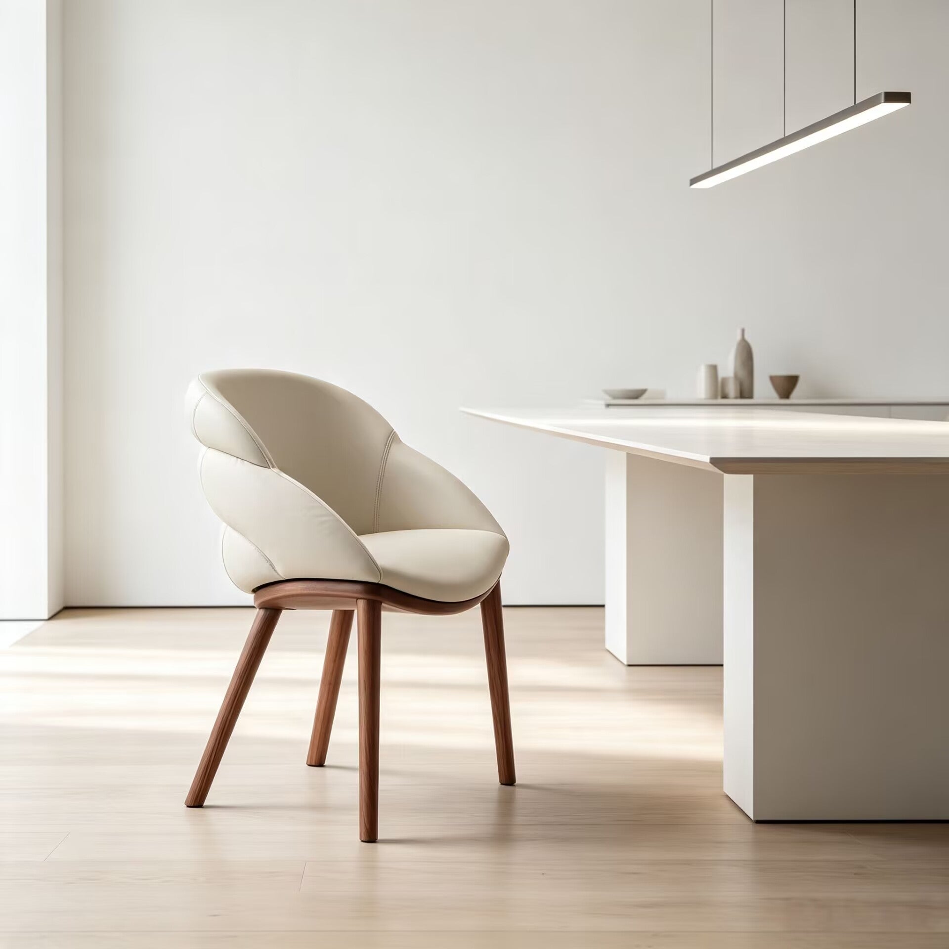 Camilla Designer Minimalist Solid Wood Artistic Fabric Dining Chair