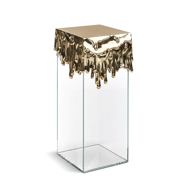 Candle Modern Art Glass Upscale Unique Creativity Brass Side Table