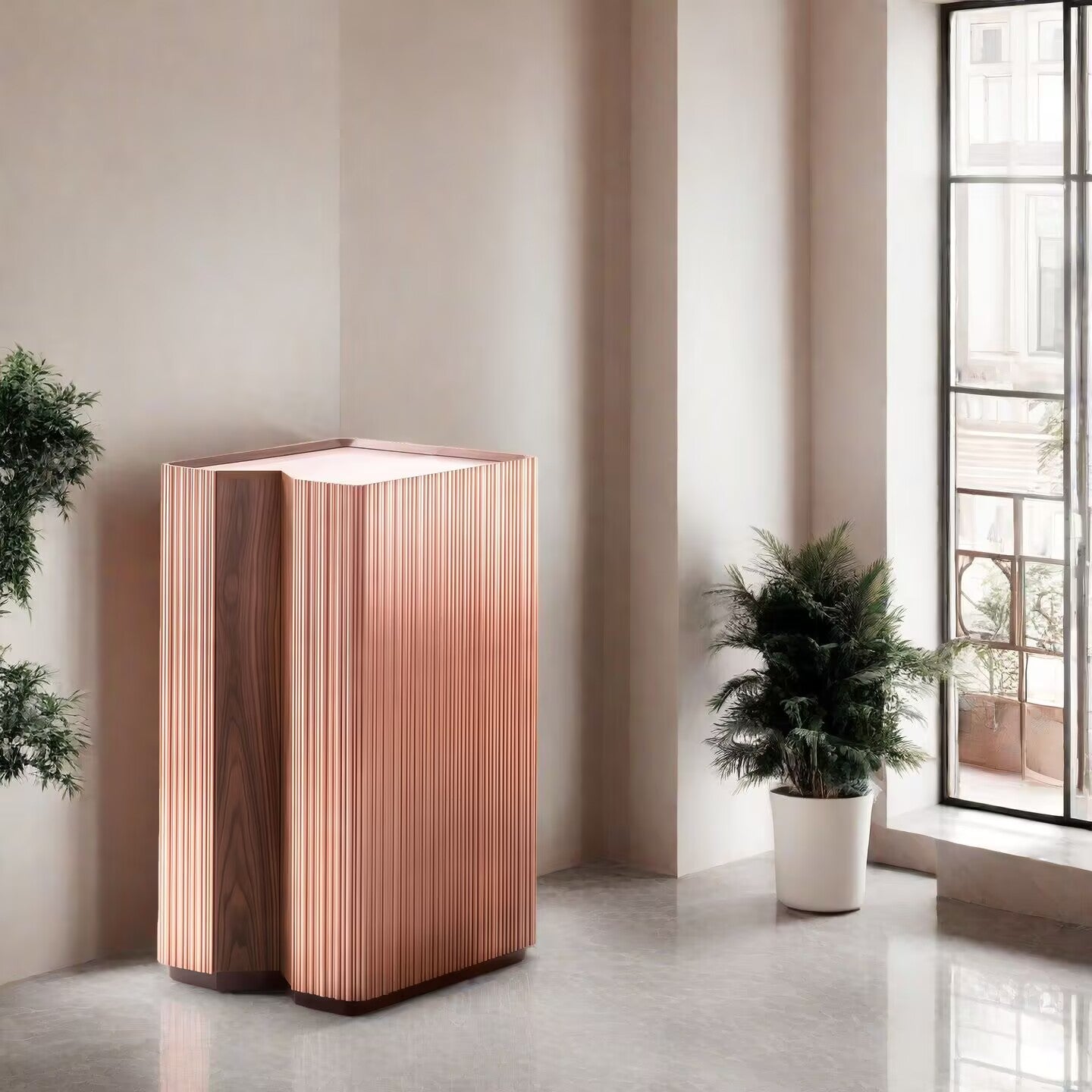 Canneto Barista Solid Wood Minimalist Stainless Steel Wine Cabinet