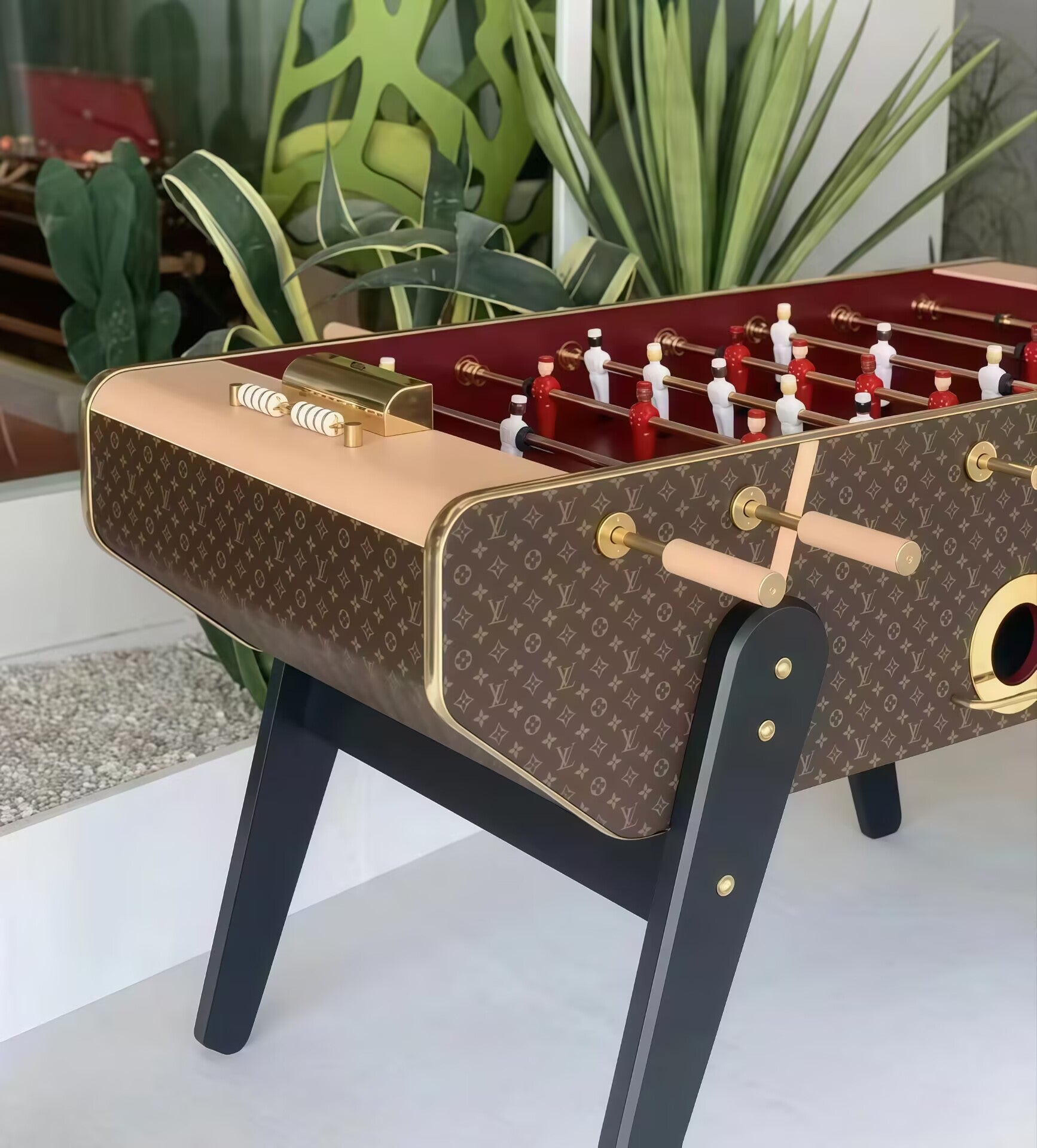 Canvas Entertainment Club High-End Leather Solid Wood Table Football