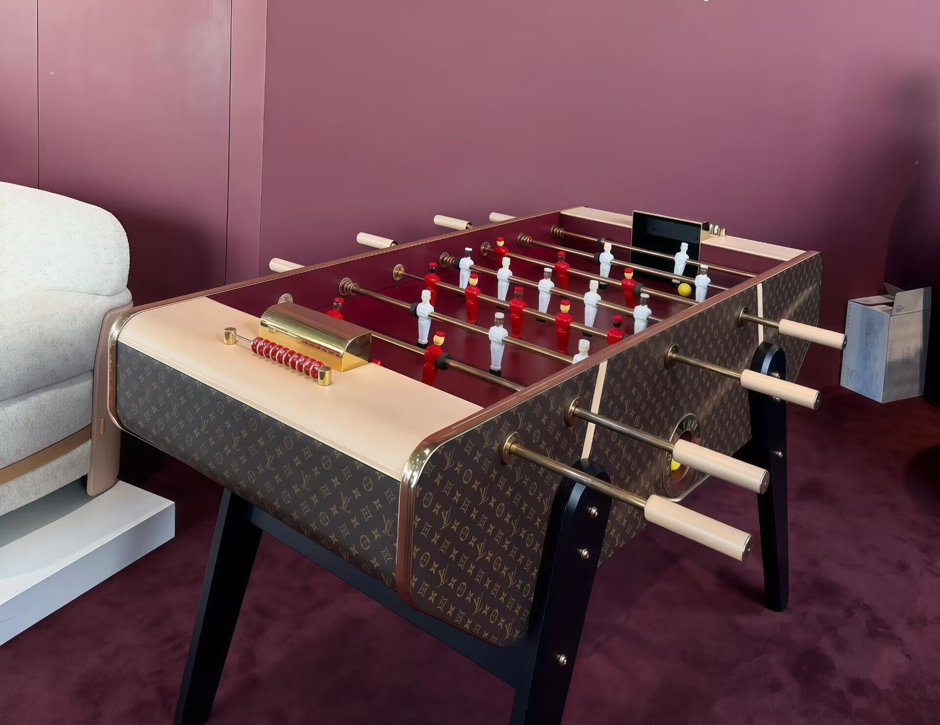 Canvas Entertainment Club High-End Leather Solid Wood Table Football