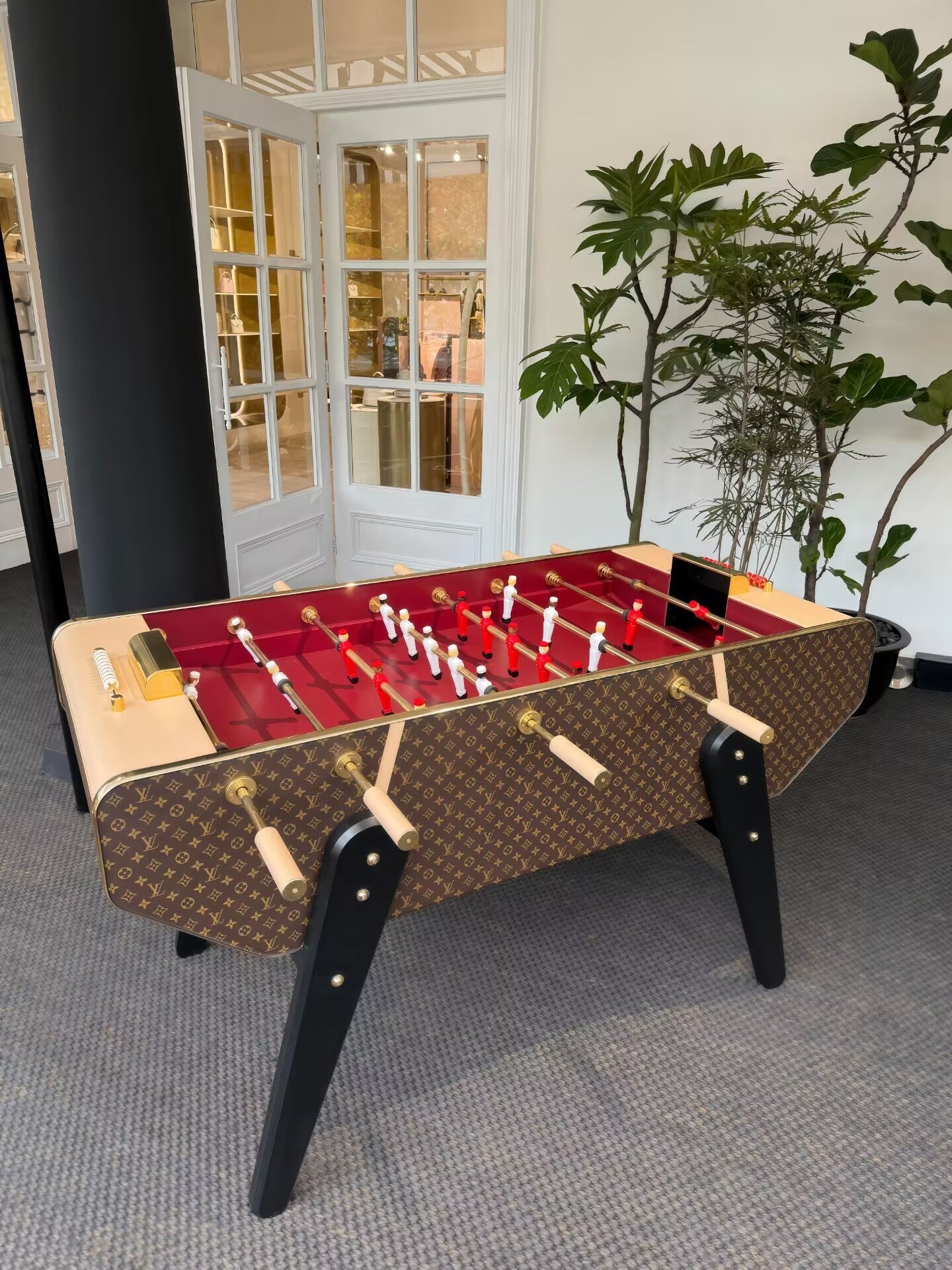 Canvas Entertainment Club High-End Leather Solid Wood Table Football