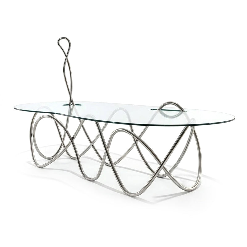 Capriccio Italian Upscale Stainless Steel Artistic Glass Conference Table