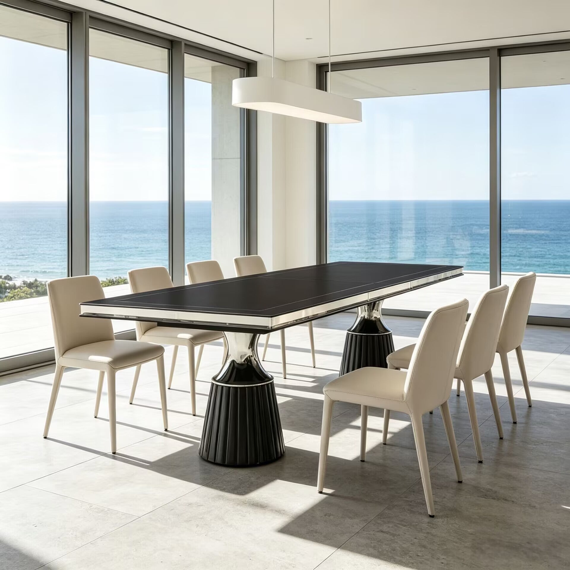 Carmela Luxury High-End Metal Rectangular Solid Wood Dining Table