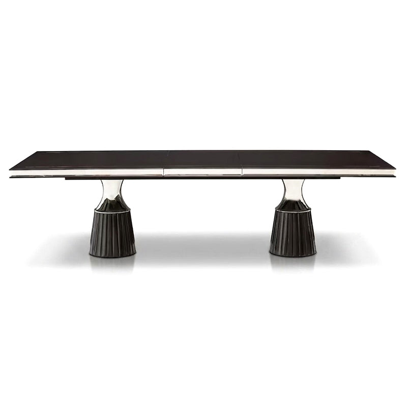 Carmela Luxury High-End Metal Rectangular Solid Wood Dining Table