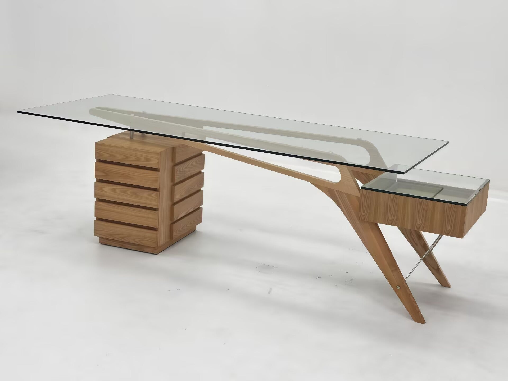 Cavour CM Unique Creative Solid Wood Minimalist Glass Writing Desk