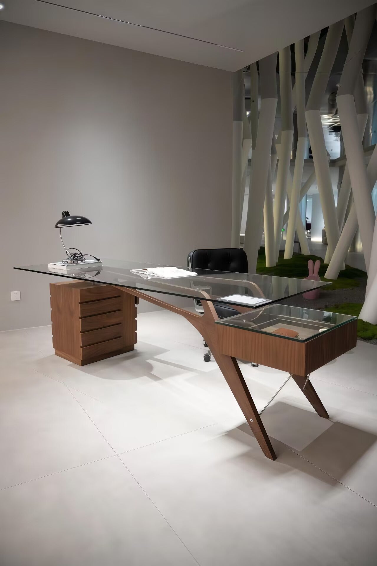 Cavour CM Unique Creative Solid Wood Minimalist Glass Writing Desk