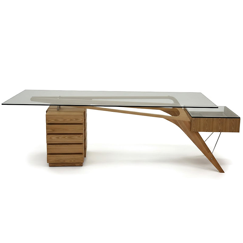 Cavour CM Unique Creative Solid Wood Minimalist Glass Writing Desk