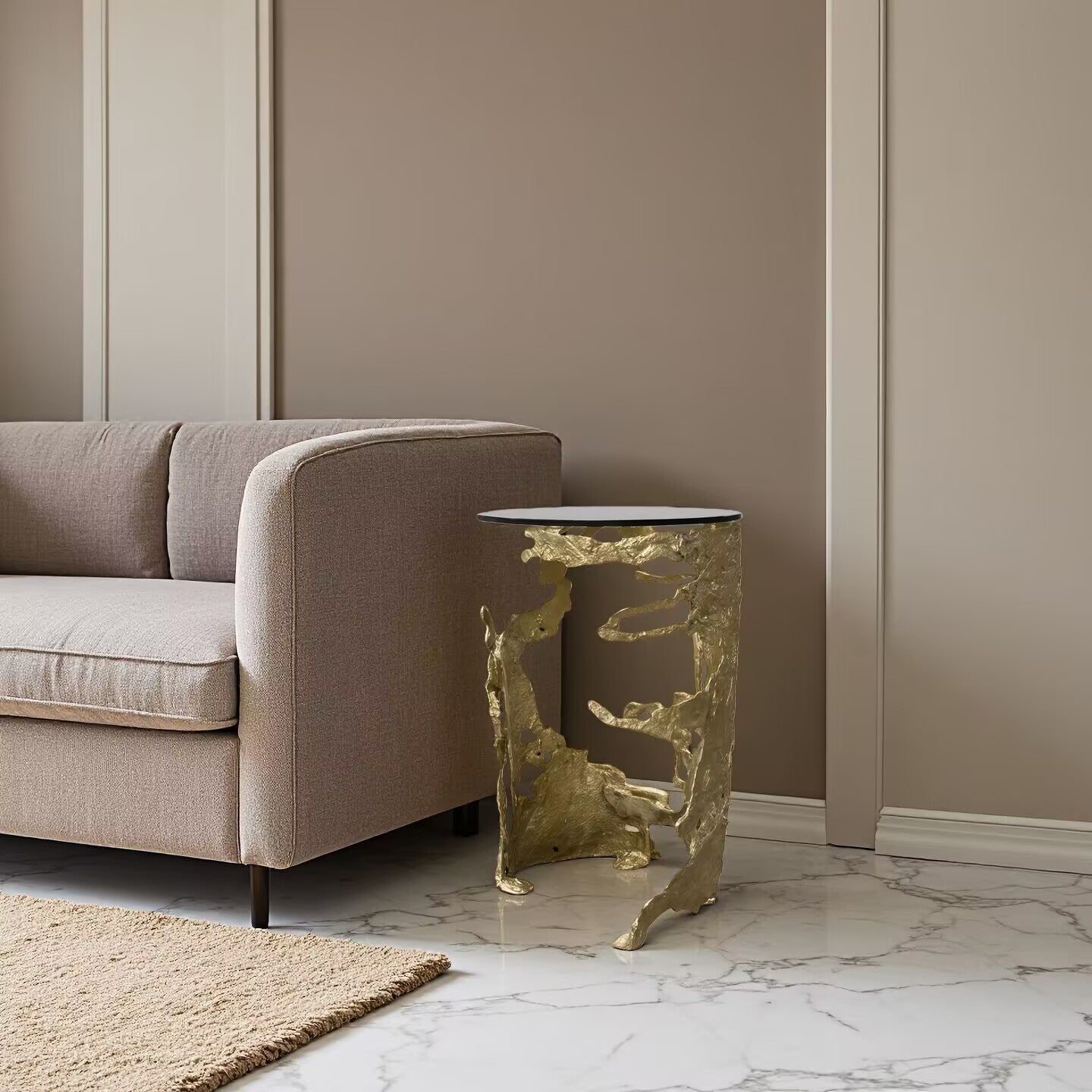 Cay Luxury Uniquely Shaped Creative Brass Custom Side Table