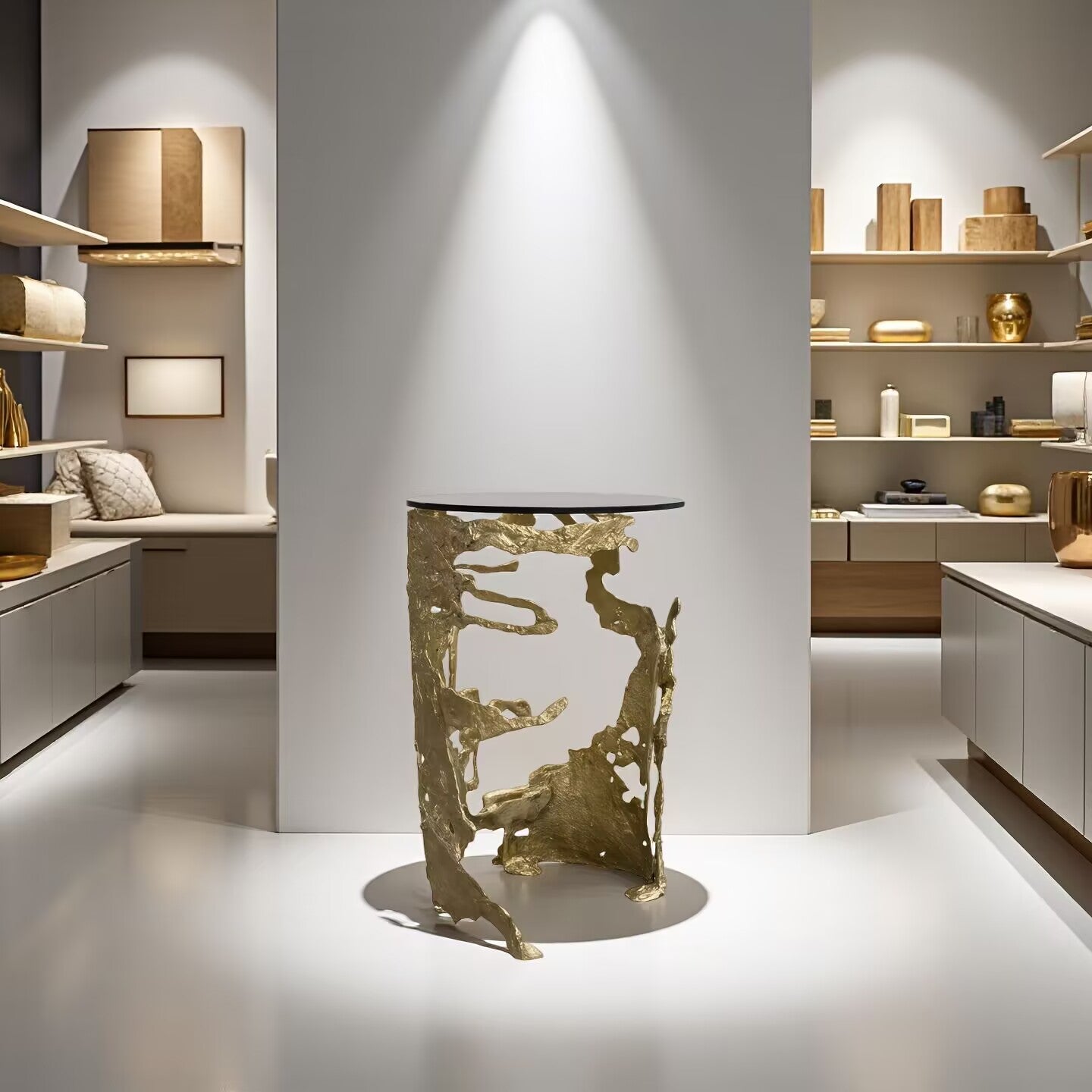 Cay Luxury Uniquely Shaped Creative Brass Custom Side Table