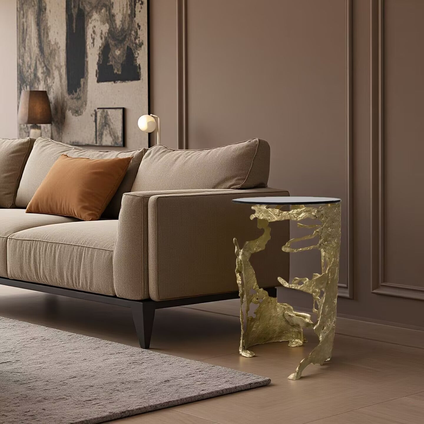 Cay Luxury Uniquely Shaped Creative Brass Custom Side Table