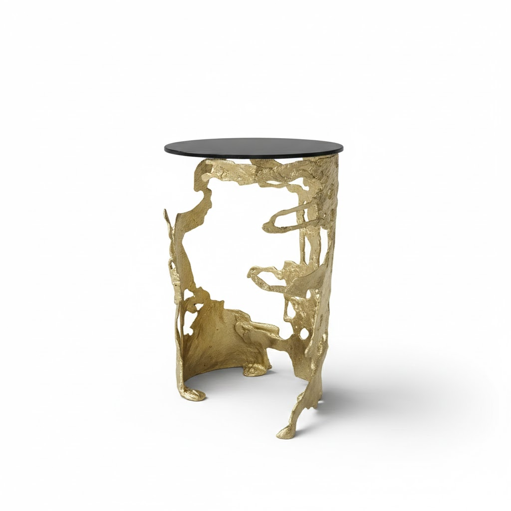 Cay Luxury Uniquely Shaped Creative Brass Custom Side Table