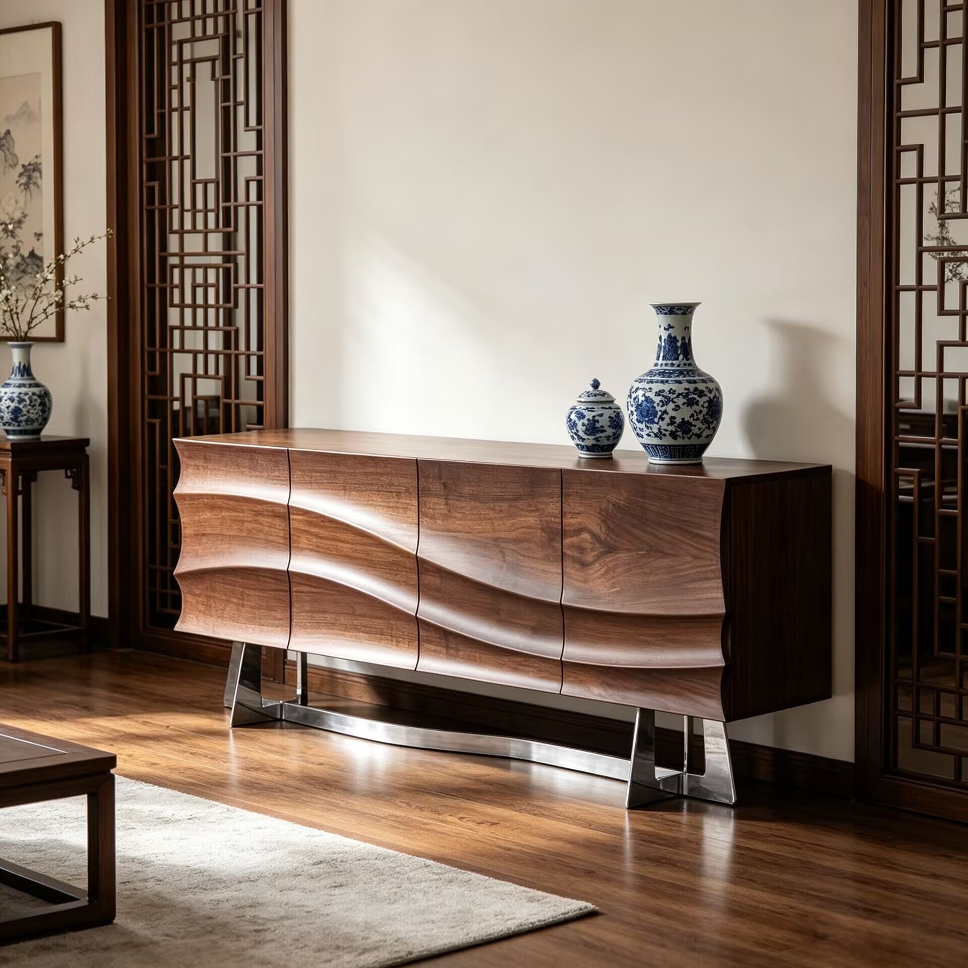 Ceviz Luxurious Irregular Upscale Solid Wood Customize Sideboard