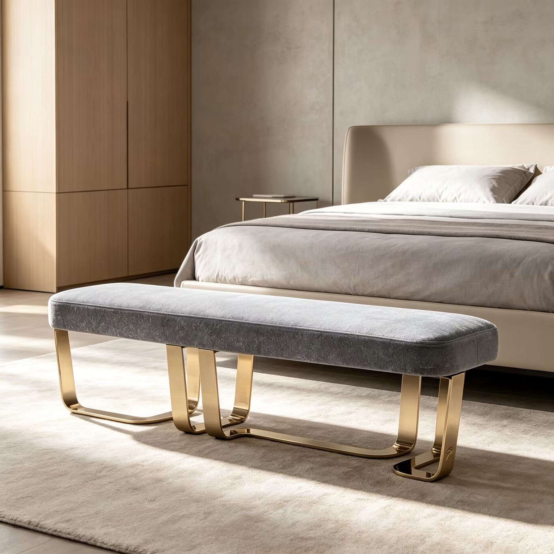 Charisma Villa Bedroom High-End Minimalist Fabric Bed End Bench