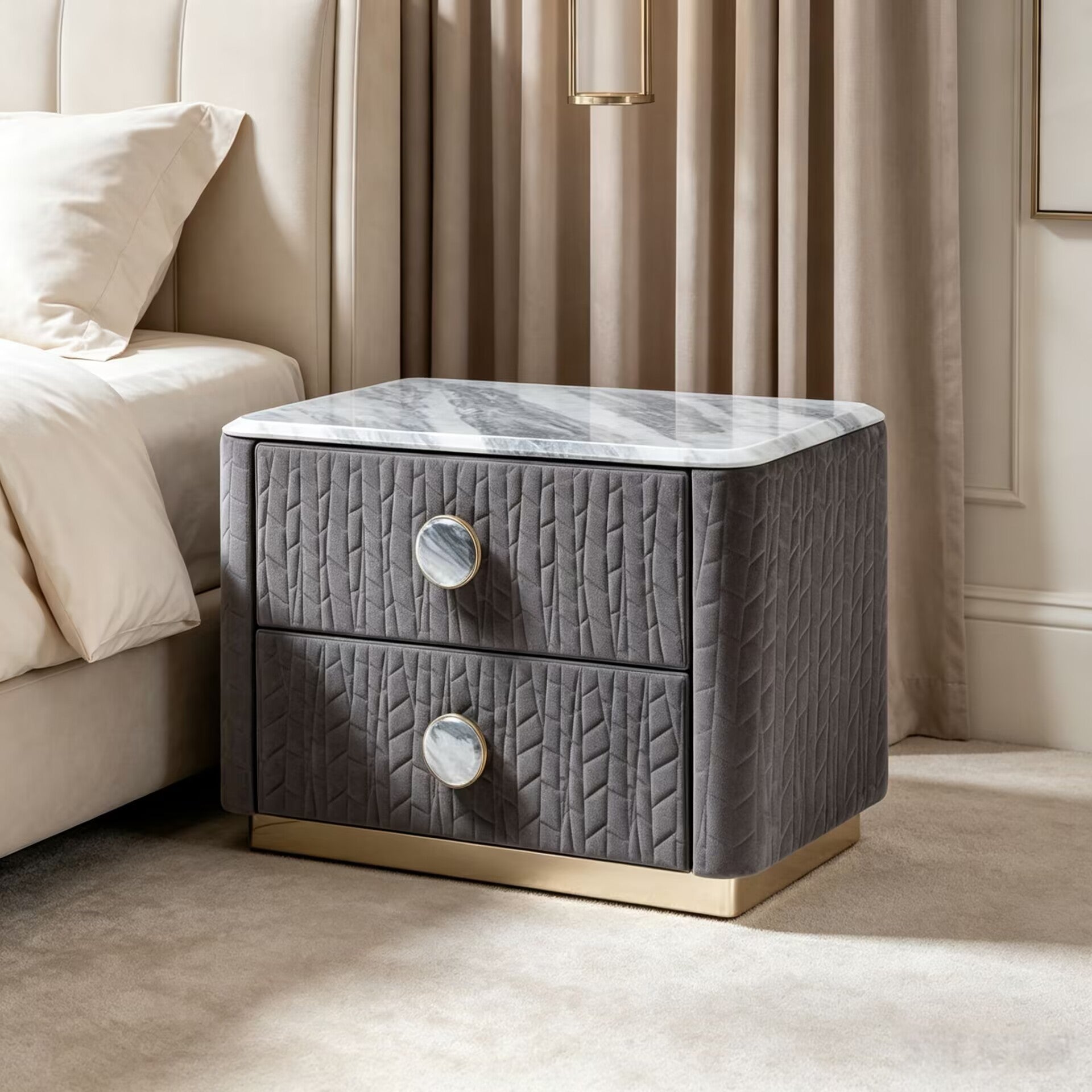 Charisma Luxurious Creativity Solid Wood Designer Leather Bedside Table