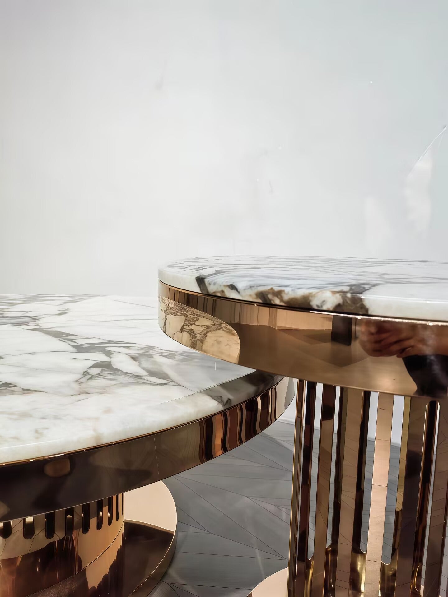 Charisma Modern Villa High-End Metal Round Marble Coffee Table