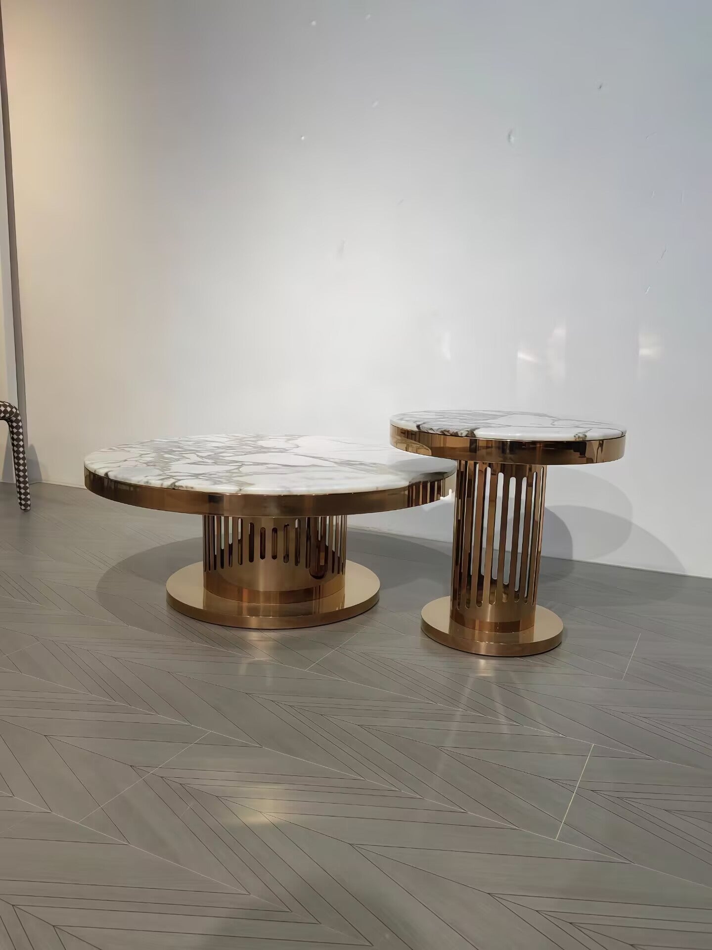 Charisma Modern Villa High-End Metal Round Marble Coffee Table