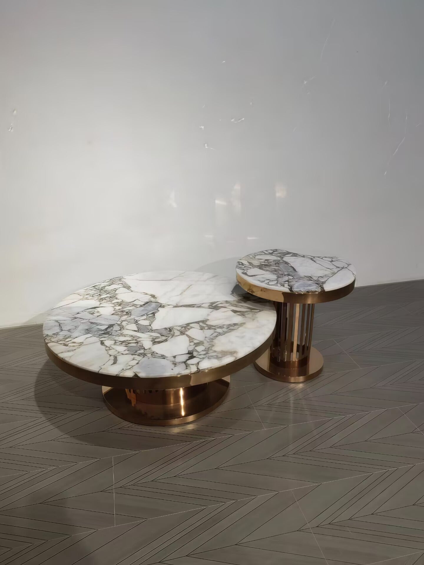 Charisma Modern Villa High-End Metal Round Marble Coffee Table