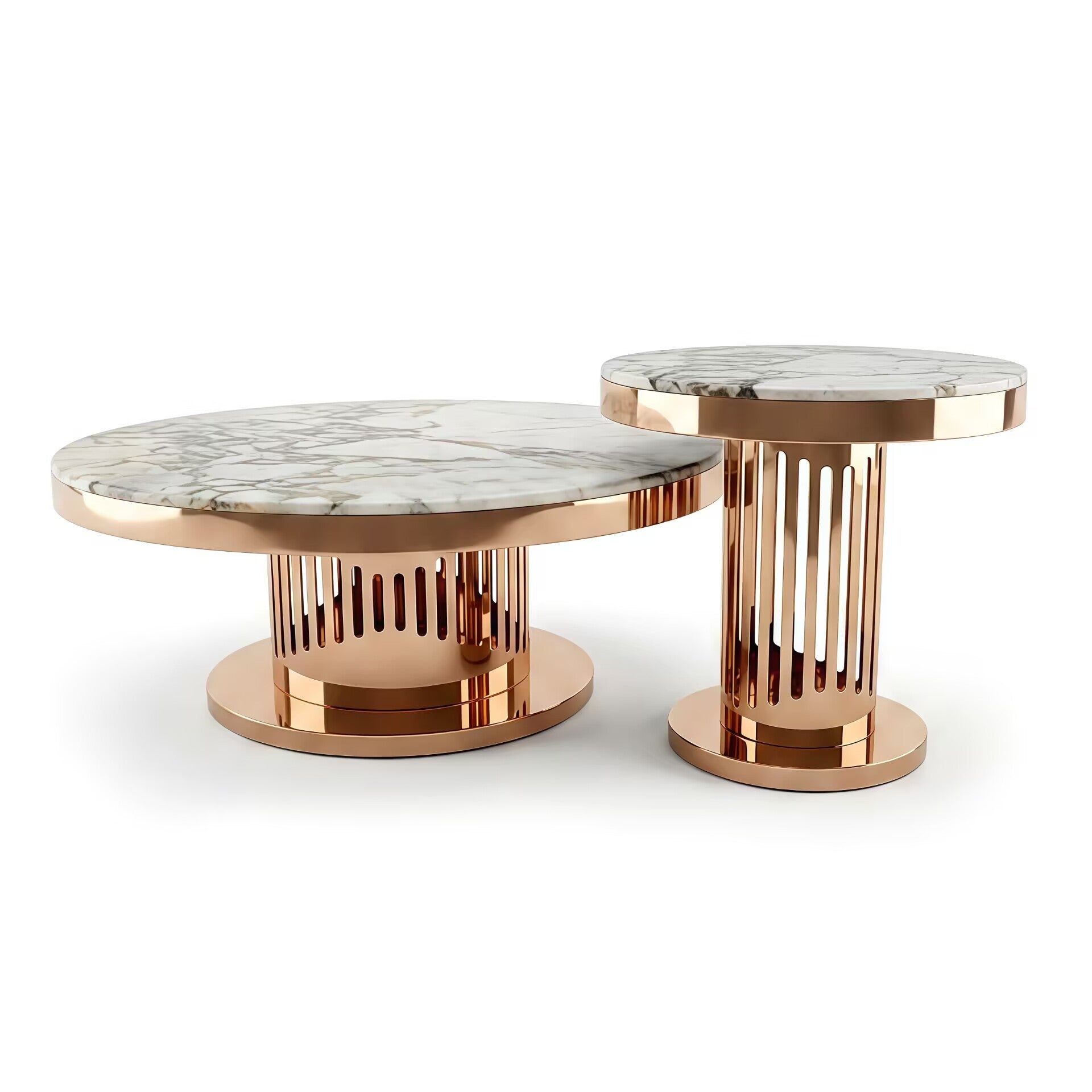 Charisma Modern Villa High-End Metal Round Marble Coffee Table