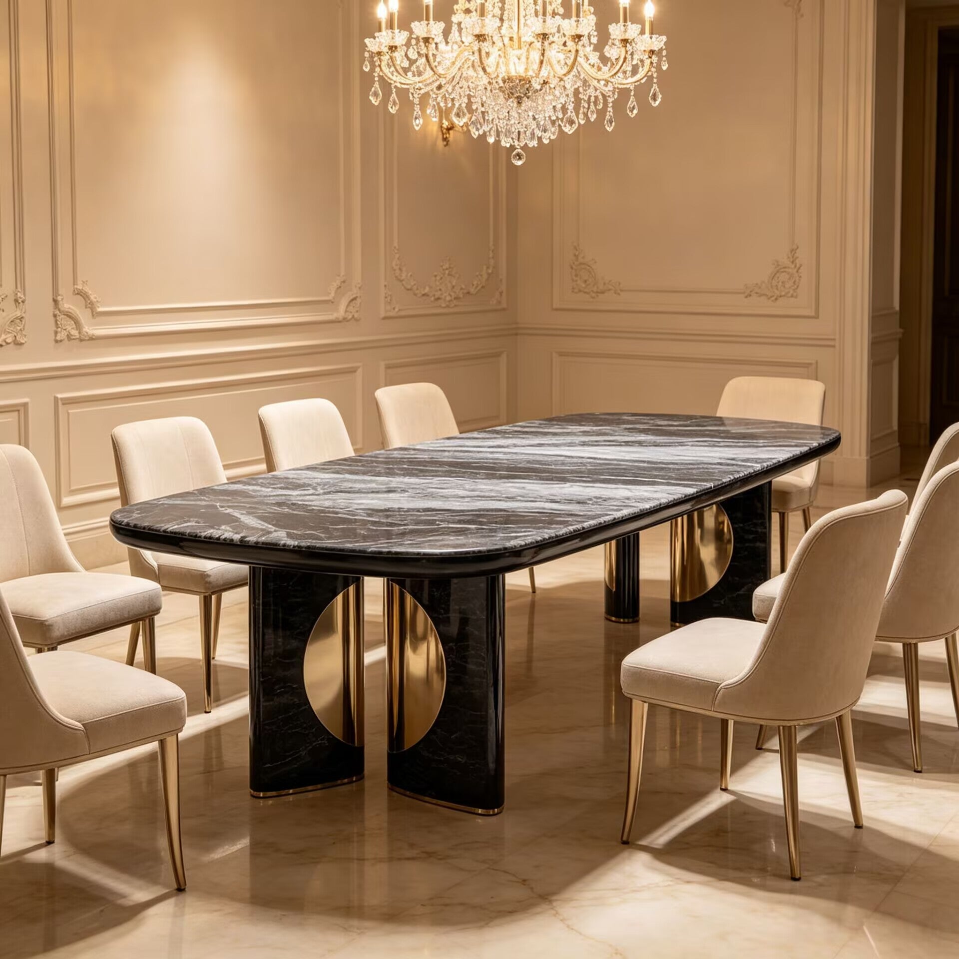 Charisma Designer Upscale Luxurious Marble Rectangular Dining Table