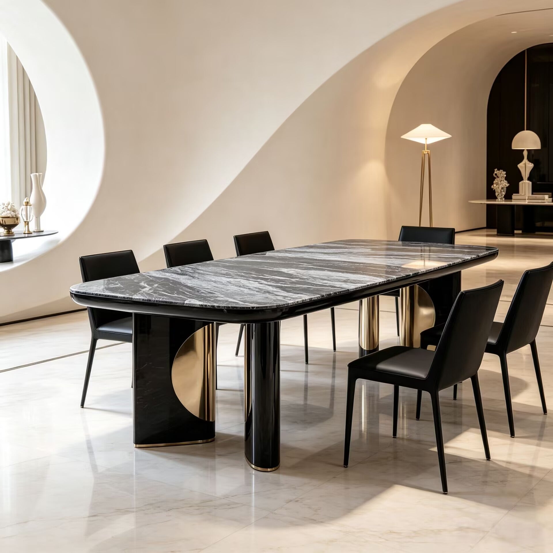 Charisma Designer Upscale Luxurious Marble Rectangular Dining Table