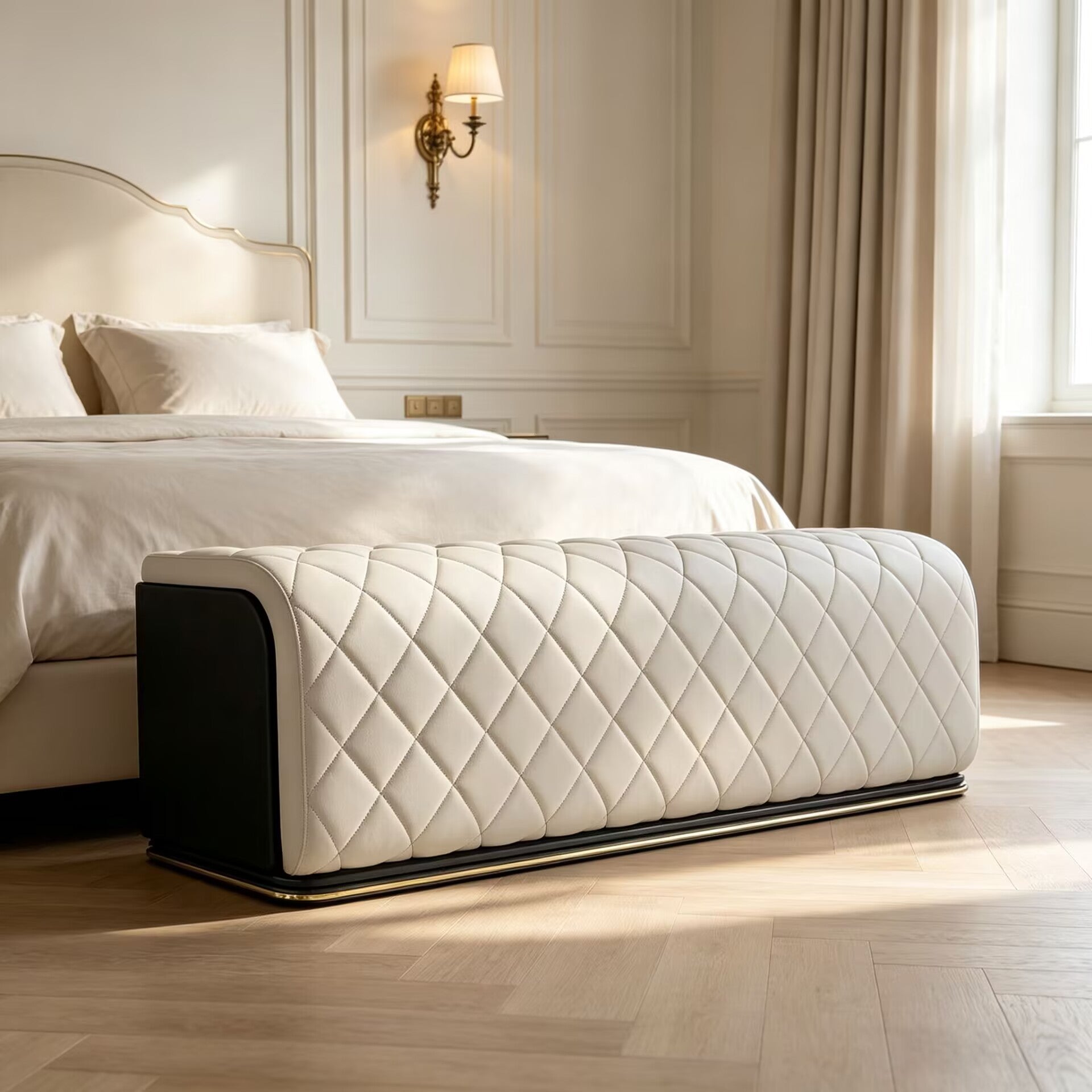 Charla Luxurious Bedroom High Quality Art Leather Bed-End Bench