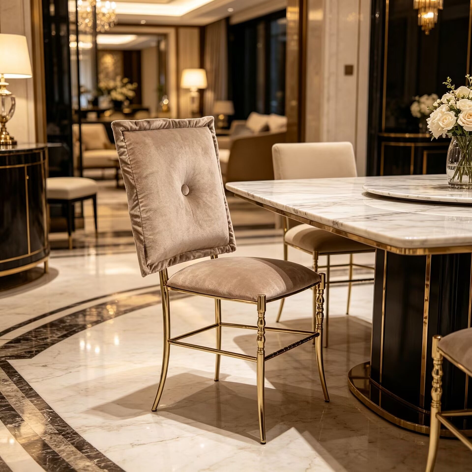 Chiavarina Modern Simple Artistic Metal Upscale Fabric Dining Chair