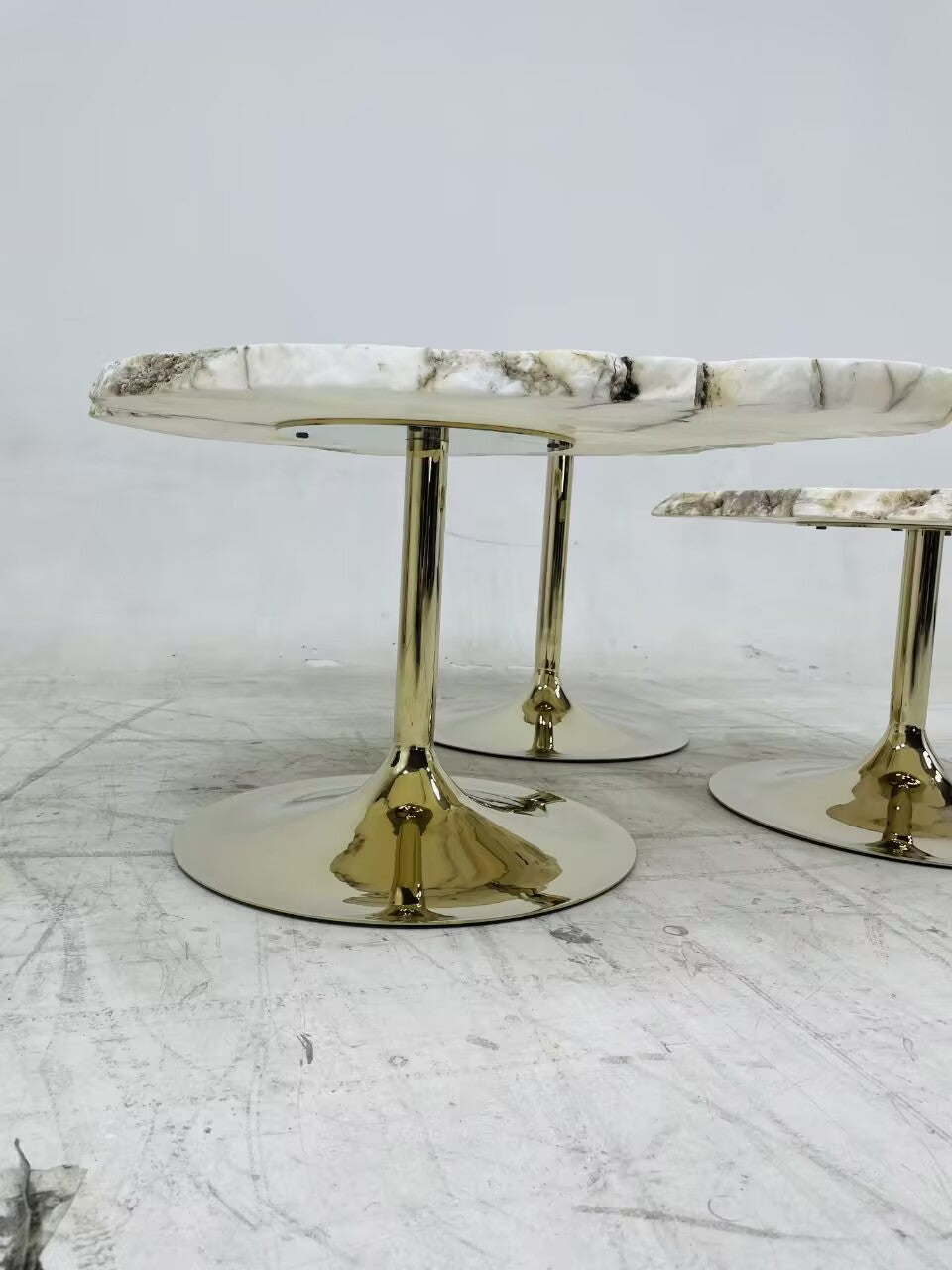 Cicladi Luxurious Designer Metal Irregular Alabaster Coffee Table