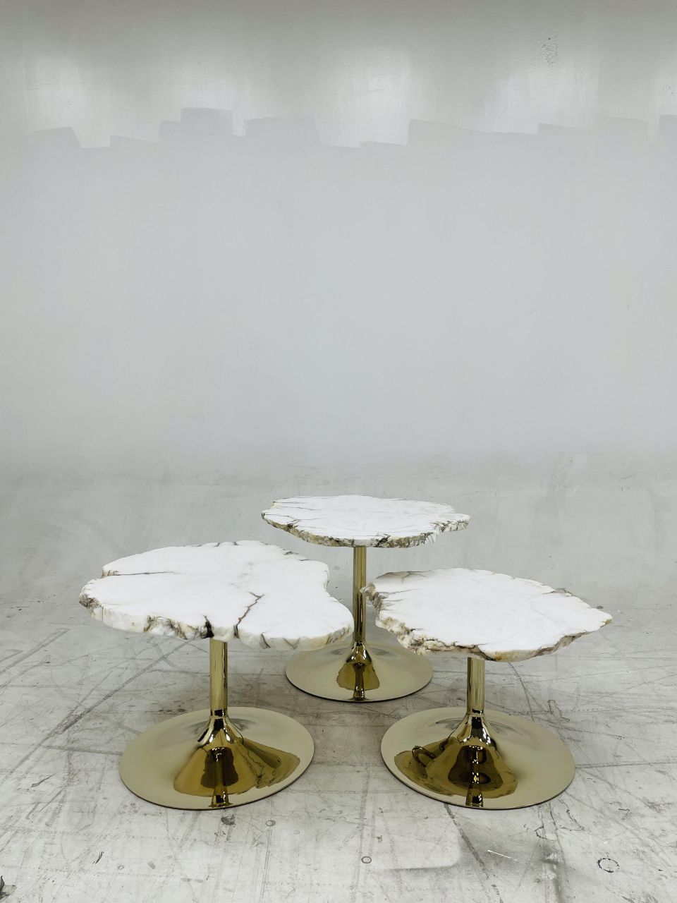 Cicladi Luxurious Designer Metal Irregular Alabaster Coffee Table