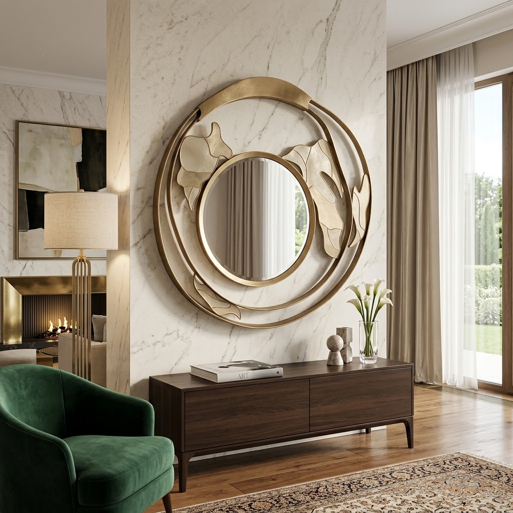 Cloud Villa Unique Creativity Metal Carving Art Decorative Mirror