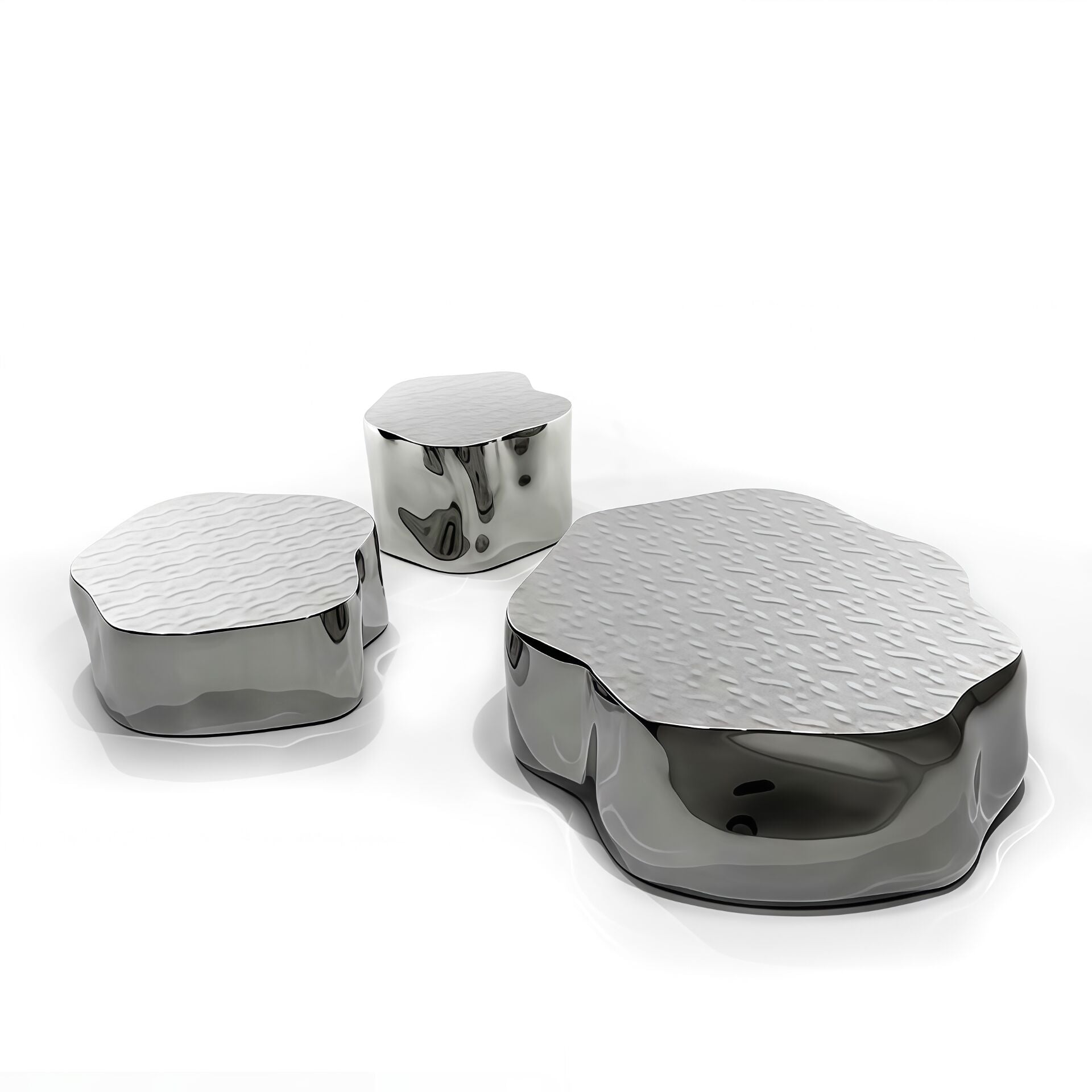 Cocktail Italian High End Irregular Stainless Steel Combination Coffee Table