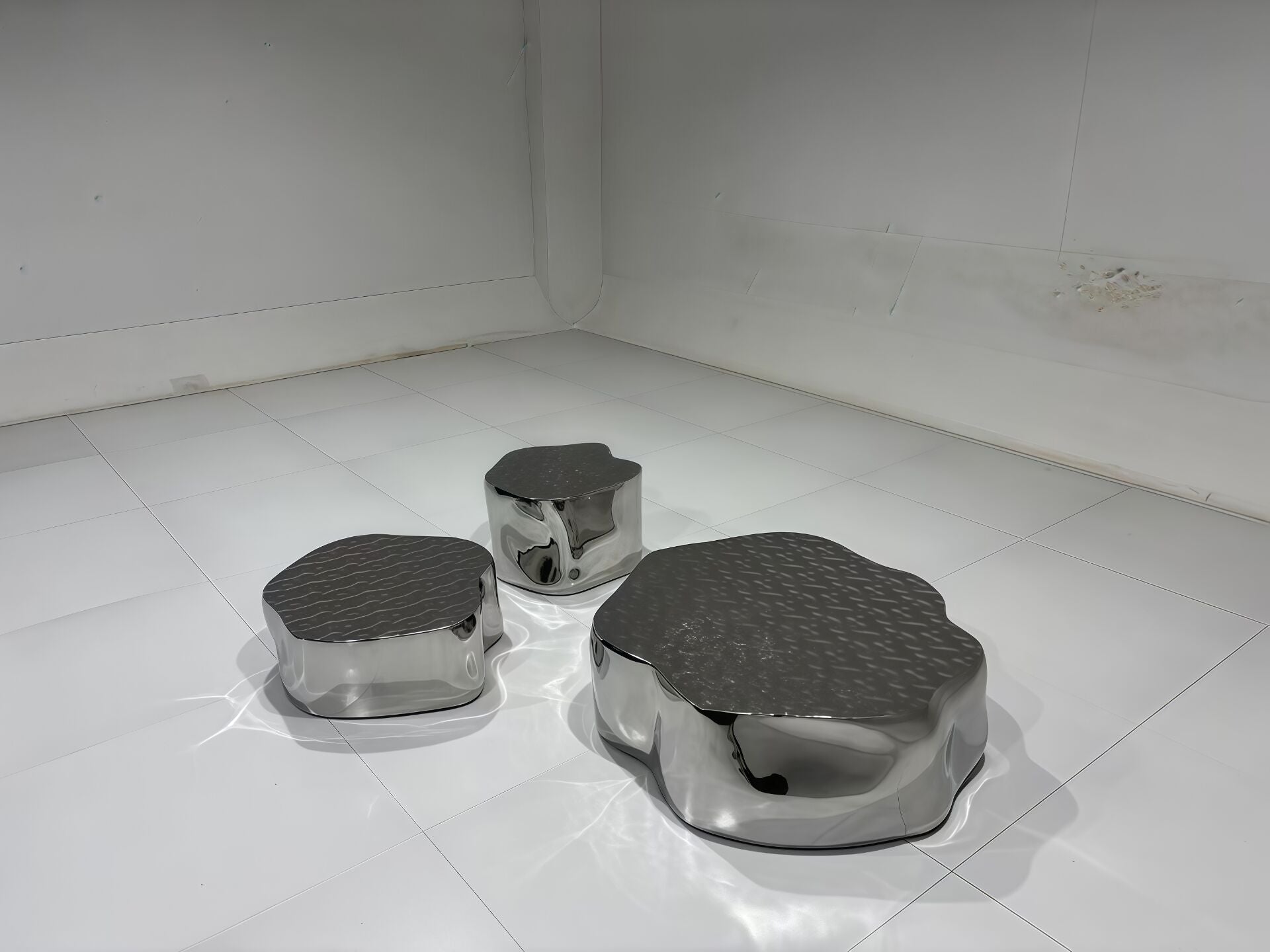 Cocktail Italian High End Irregular Stainless Steel Combination Coffee Table