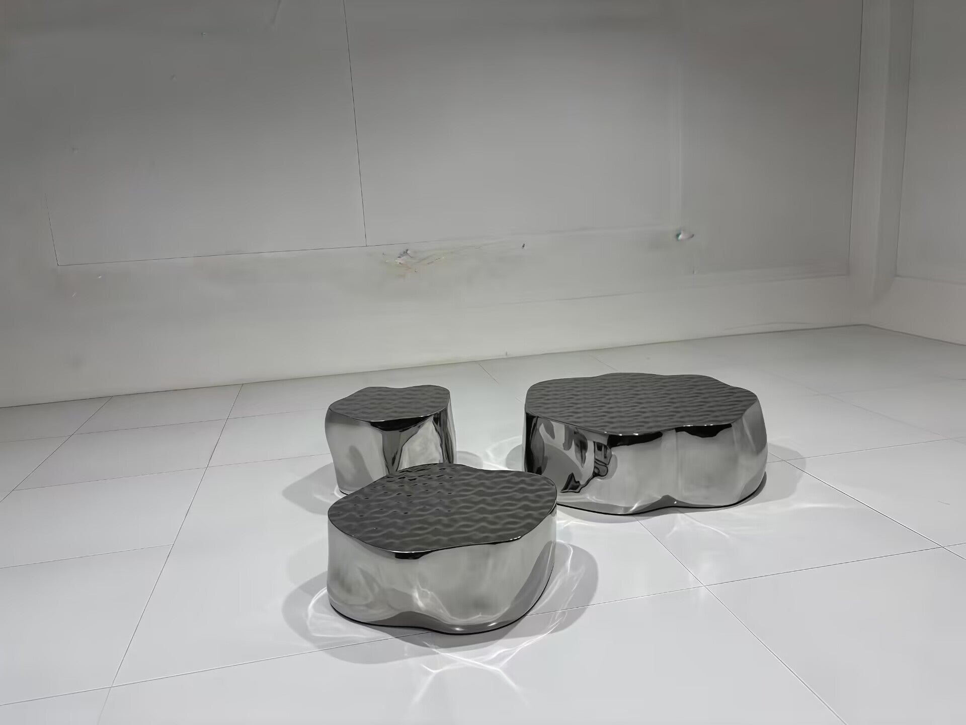 Cocktail Italian High End Irregular Stainless Steel Combination Coffee Table