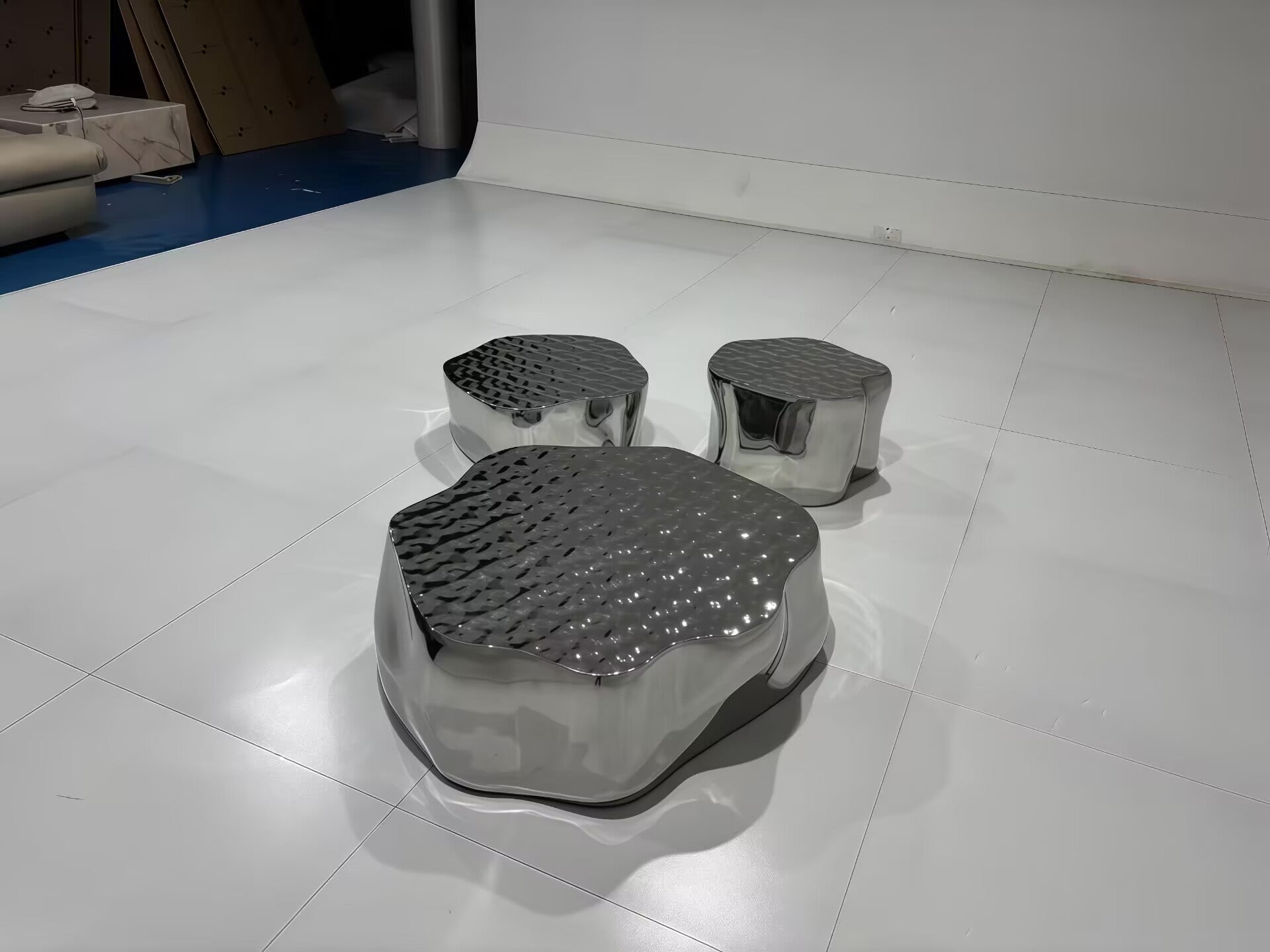 Cocktail Italian High End Irregular Stainless Steel Combination Coffee Table