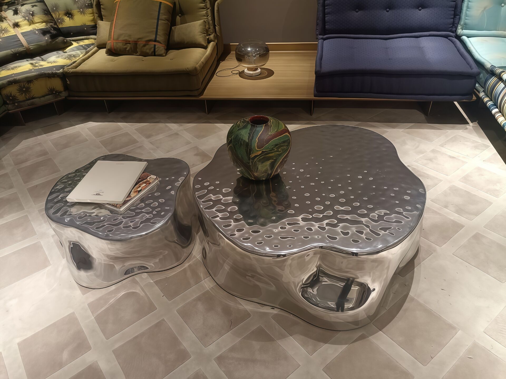 Cocktail Italian High End Irregular Stainless Steel Combination Coffee Table