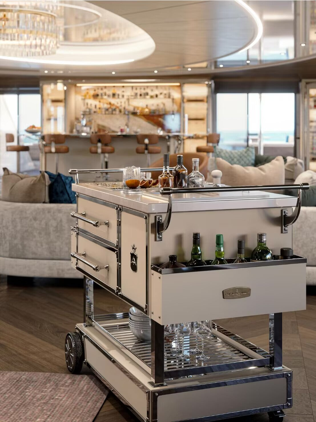 Cocktails Italian Luxury Designer Stainless Steel Custom Dining Car