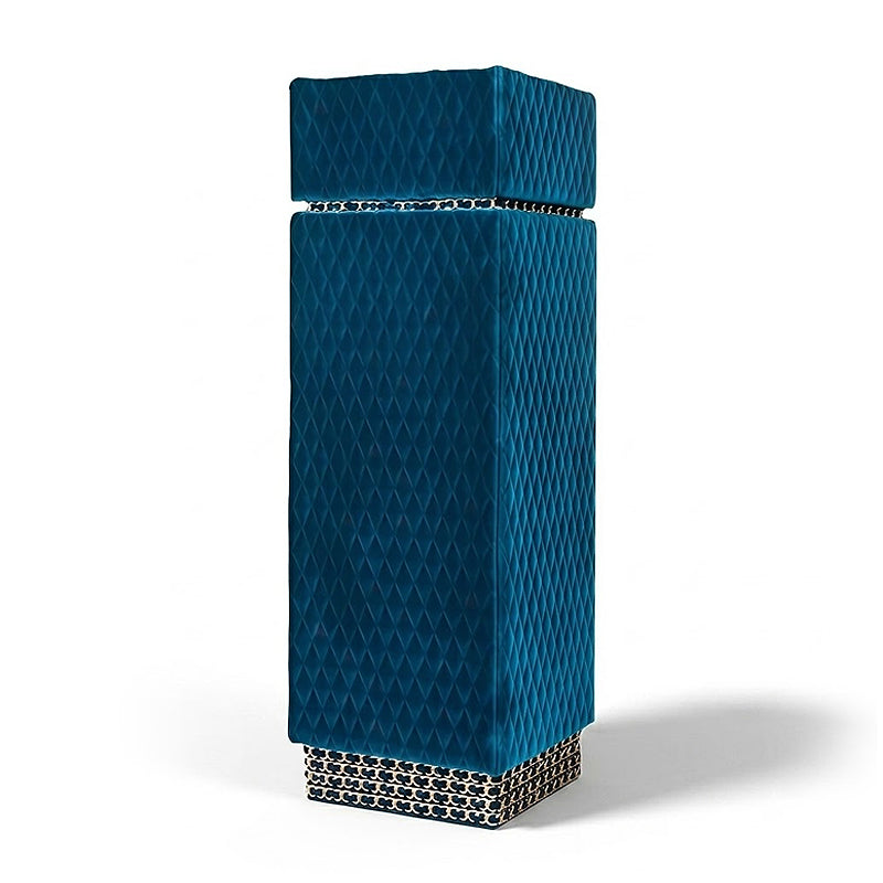 Coco High Quality Artistic Blue Velvet Column Display Cabinet