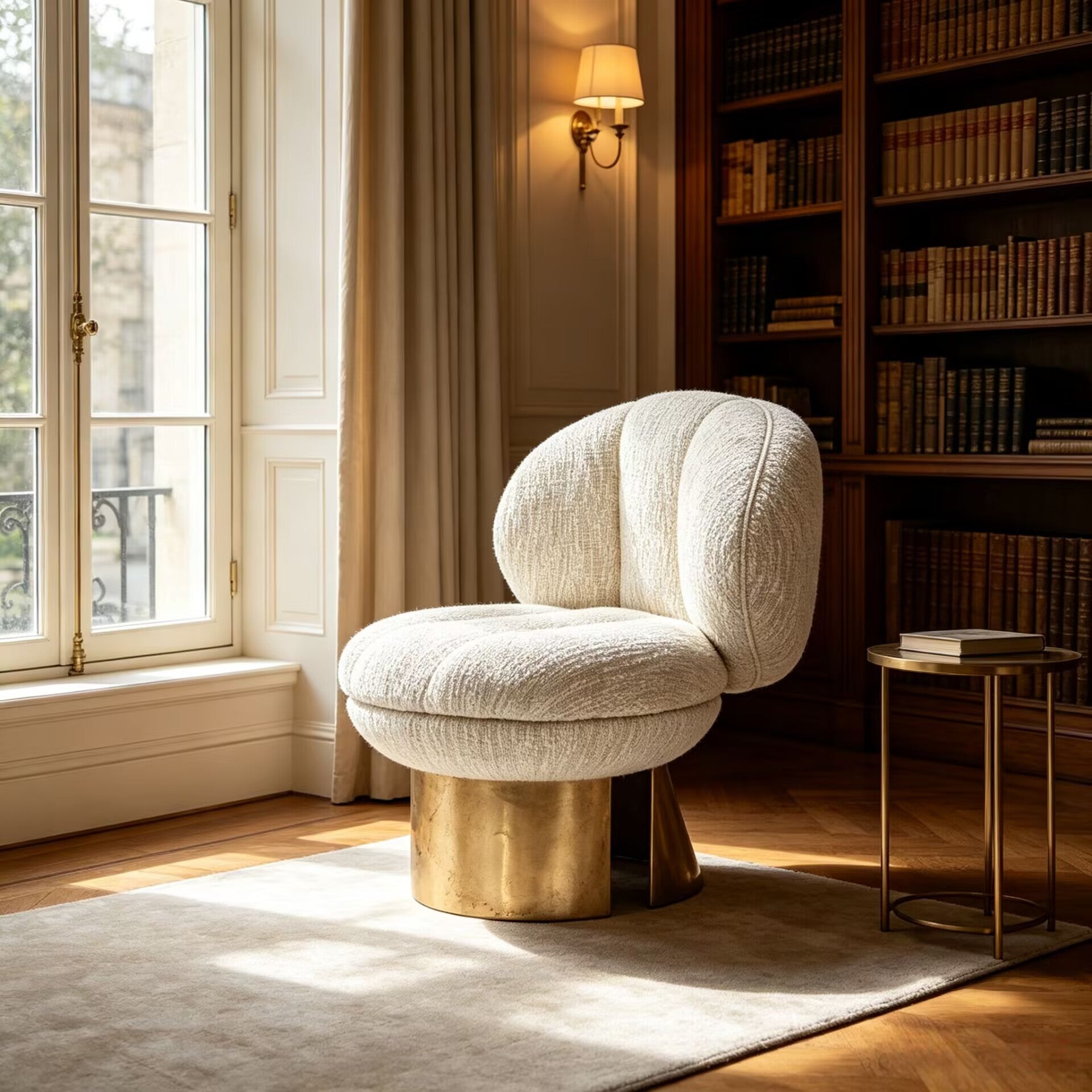 Coco Upscale Artistic Minimalist White Fabric Customize Sofa Chair