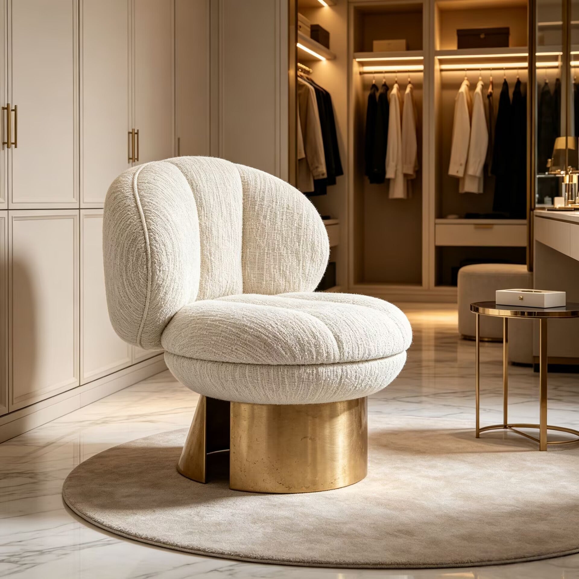 Coco Upscale Artistic Minimalist White Fabric Customize Sofa Chair