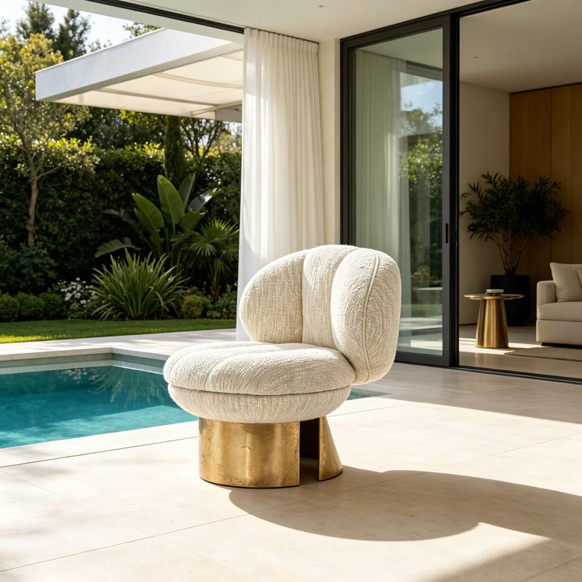 Coco Upscale Artistic Minimalist White Fabric Customize Sofa Chair