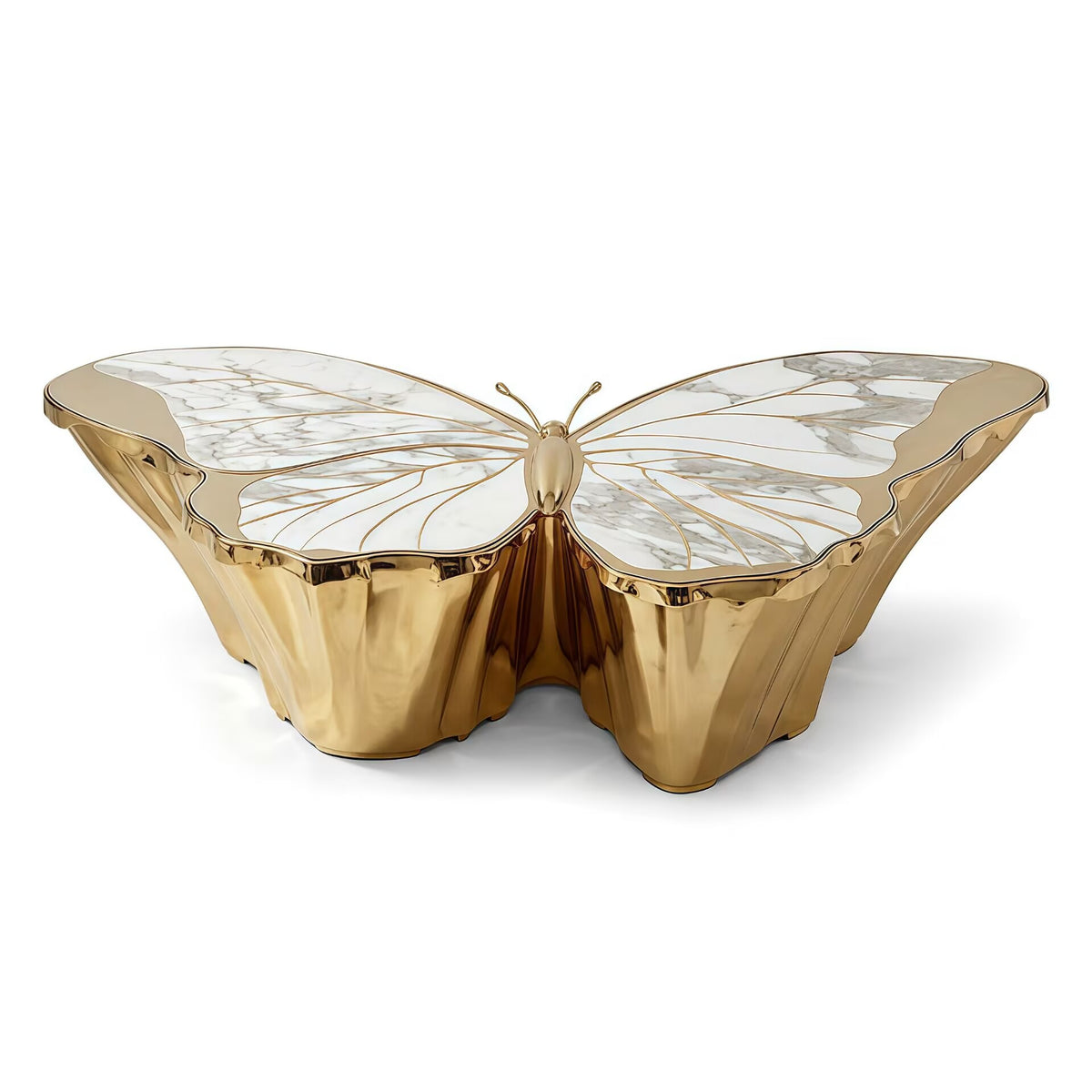 Villa High-End Marble Luxury Butterfly-Shaped Metal Coffee Table