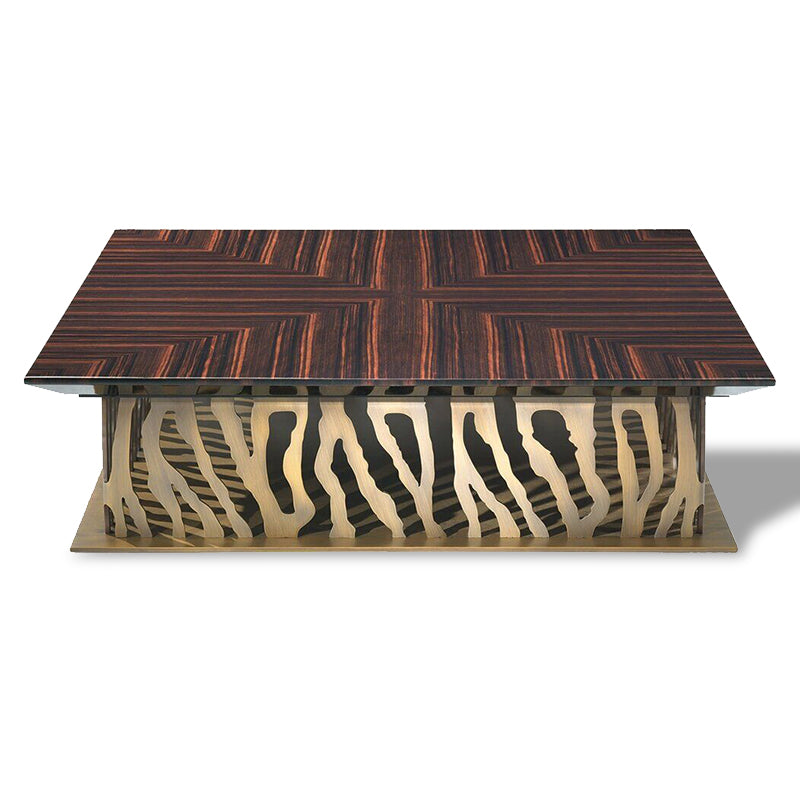 Italian Simplicity Stainless Steel Solid Wood Rectangular Coffee Table