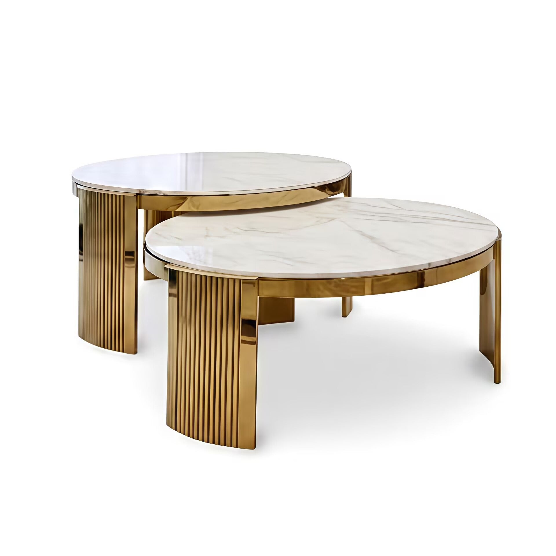 Creativity Stainless Steel Marble Circular Combination Coffee Table