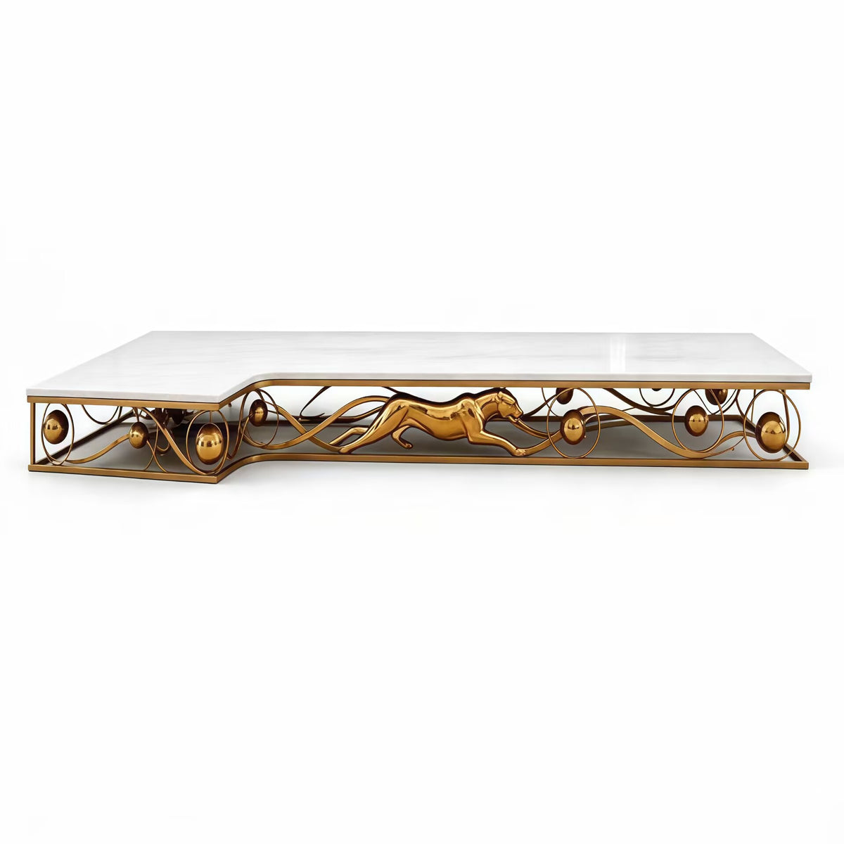 Living Room Upscale Art Metal Designer Natural Marble Coffee Table