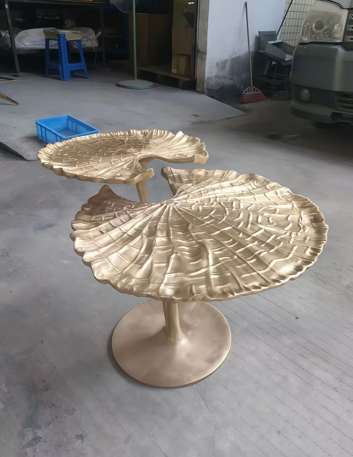 Living Room Art Unique Irregular Lotus Leaf Pure Copper Coffee Table