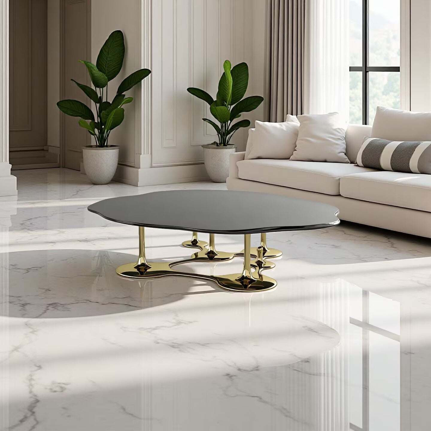 Luxurious Creativity Minimalist Stainless Steel Glass Coffee Table